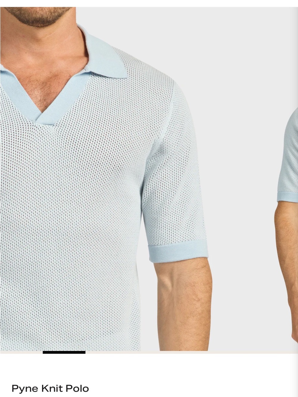 Pyne Knit Polo Shirt ,open neck- Light Blue silky Cotton, XL NWT - Picture 2 of 10